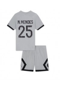 Paris Saint-Germain Nuno Mendes #25 Babyklær Borte Fotballdrakt til barn 2022-23 Korte ermer (+ Korte bukser)